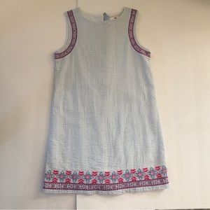 Vineyard Vines Embroidered Lined Seersucker Dress Blue/White Pinstripe